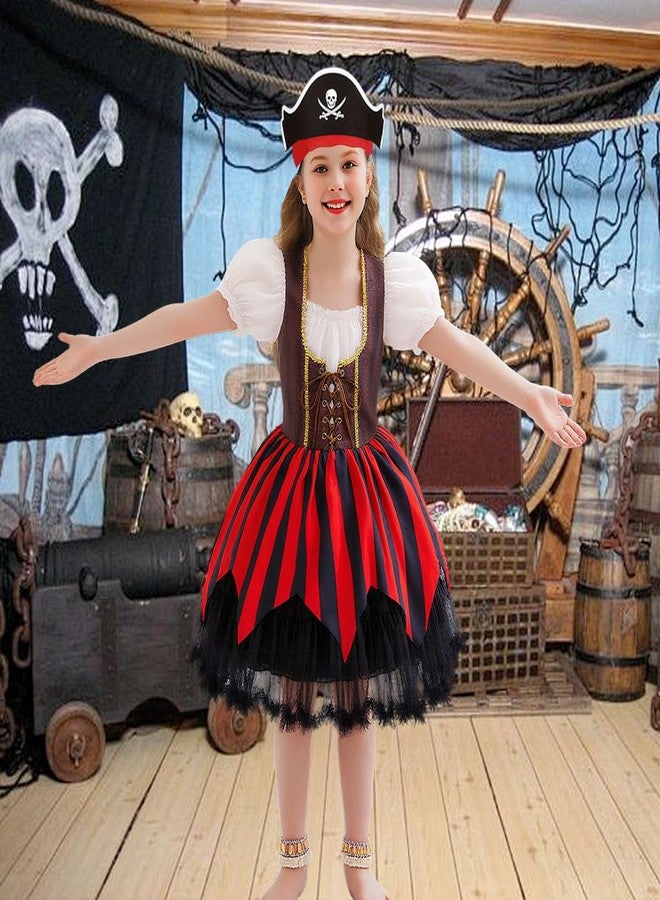 Luzlen Girls Pirate Costume Kids Halloween Buccaneer Dress Up Cosplay Party Outfits with Accessories, 5-6Y(Tag 130) - Image 4
